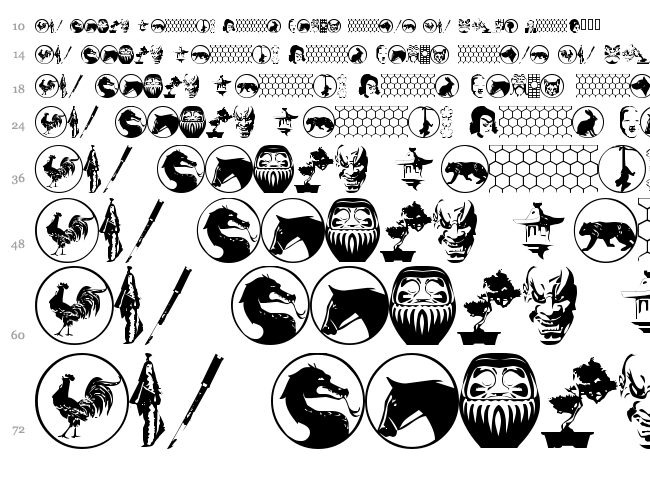 Asian Dings font waterfall